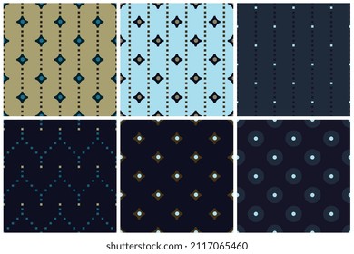 Pattern collection two colours combination motif classic blue background. Small abstract linear element modern lux fabric design textile swatch ladies dress, man shirt, silk scarf all over print block