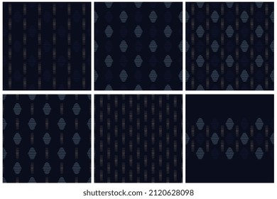 Pattern collection two colours line shape motif classic blue background. Small abstract linear element modern lux fabric design textile swatch ladies dress, man shirt, silk scarf all over print block.