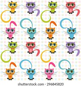 Pattern with color cats