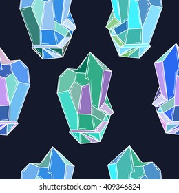 pattern color crystal diamond .Seamless pattern with crystals. Crystal seamless pattern. Crystals on black. Colorful crystal pattern.