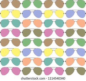 Pattern with color glasses on a white fond; a drop form design, vector