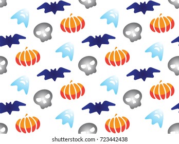 Pattern Color Halloween Skull Pumpkin Bat Ghost