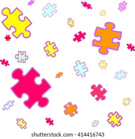 The pattern of the color puzzles for textiles, presentations, packaging. Colorful puzzle, vector illustration