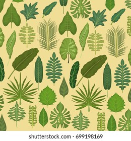 pattern color set decorative of different types green leaves