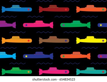 Pattern color submarines for print on a T-shirt and apparel graphics, poster, print, postcard