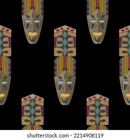Pattern of colored African mask with white eyes