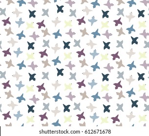 Pattern with colored birds on the white background