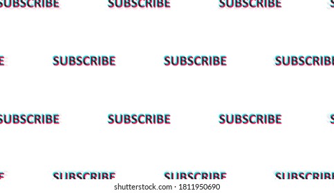 Pattern with colored captions subscribe to channel. A set of colored subscribe buttons in the style of a popular social network. Vector illustration