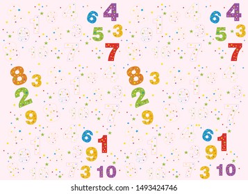 pattern of colored cartoon numbers