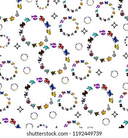 A pattern of colored circles. Zodiac signs. Icons of colored circles.