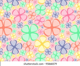 Pattern with colored cute flowers.