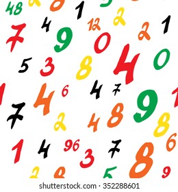 Pattern with colored isolated numbers. Vector. Seamless pattern