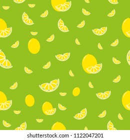 Pattern with colored lemon on green background, background from the cut lemons .EPS 10.