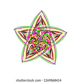 Pattern of colored lines in the form of a heart