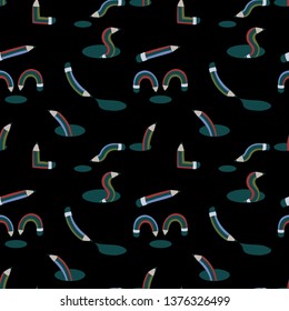 pattern with colored pencils. seamless vector pattern on dark background