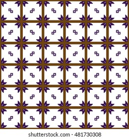 pattern of colored pixels in a geometric floral style. For Print on textiles, tableware, home decor. Vector illustration