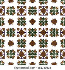 pattern of colored pixels in a geometric floral style. For Print on textiles, tableware, home decor. Vector illustration