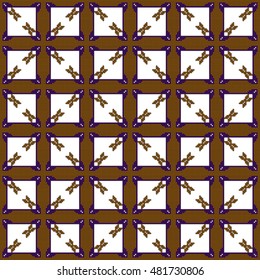 pattern of colored pixels in a geometric floral style. For Print on textiles, tableware, home decor. Vector illustration