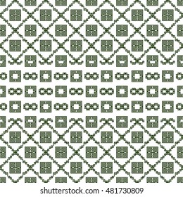 pattern of colored pixels in a geometric floral style. For Print on textiles, tableware, home decor. Vector illustration