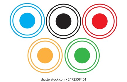 Pattern with colored rings. Chaotic rings on a white background. Vector graphics for design.