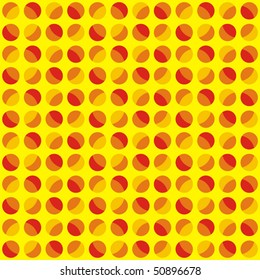 Pattern from colored round shapes on yellow background