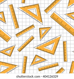 The pattern of colored rulers on a sheet of of student in a cage