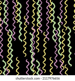 Pattern of colored serpentines. Ideal for printing fabrics.  Ready to print. For fashion fabrics textiles. All over and vector print