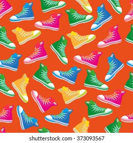 Pattern with colored sneakers