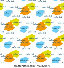 The pattern of colored spots and inscriptions. Delicate vintage background for your design.