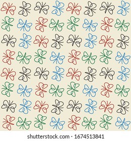 pattern with colored and stylized butterfly