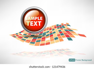 Pattern of colored tiles with a button