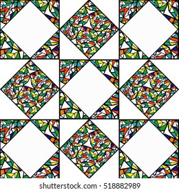pattern of colored triangles and polygons
