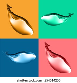 Pattern of colored vector whales.