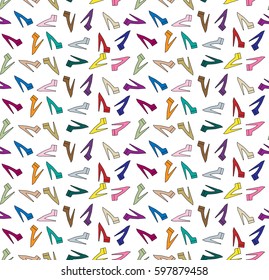 Pattern with colored woman's shoes on the white background