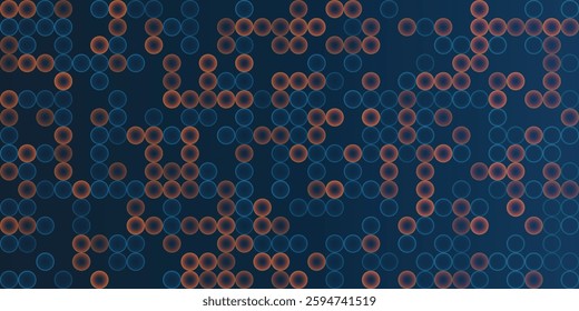 Pattern of colorful abstract random brown, red and blue colored bubbles on a dark background. Modern, playful design suitable for illustrations, backgrounds, or creative projects