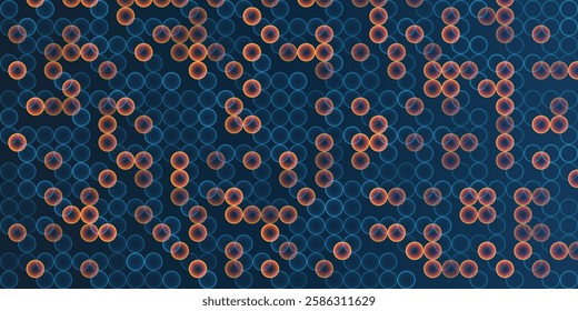 Pattern of colorful, abstract random sized bubbles on a dark background. Modern, playful design suitable for illustrations, backgrounds, or creative projects