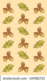 pattern of colorful acorns on a light orange background