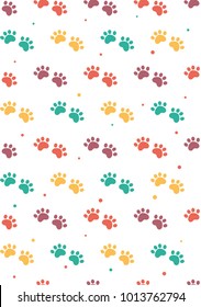 pattern with colorful animal footprints