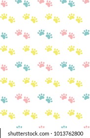 pattern with colorful animal footprints