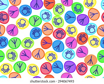 pattern with colorful animal tracks