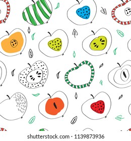 the pattern of colorful apples in the Scandinavian style