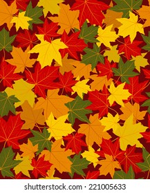 pattern of colorful autumn leaves, background, vector