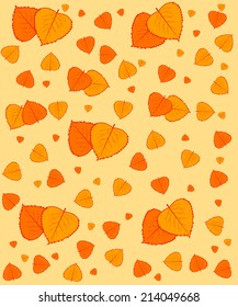 pattern of colorful autumn leaves on a beige background, vector