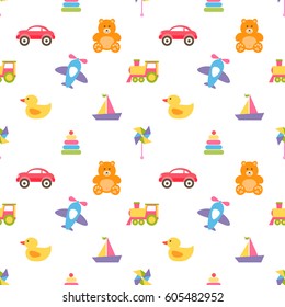 pattern with colorful baby toys