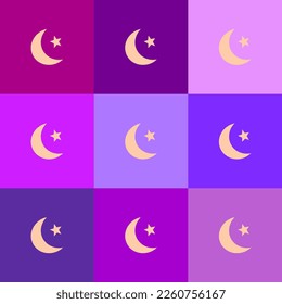 pattern with colorful background and light color of stars and moons, Ramadan
