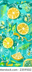 pattern with colorful background motifs with citrus nuances.