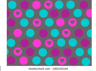 pattern of colorful balloons with hearts on a dark gray background