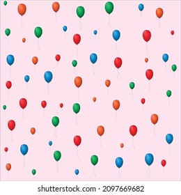 pattern from colorful   balloons on a blue background. cute toys for little kids pattern, design for kids