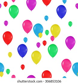 pattern of colorful balloons in the style of realism. to design cards, birthdays, weddings, fiesta, holidays, invitations on a white background