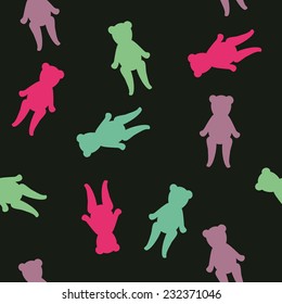 pattern with colorful bears on a dark background
